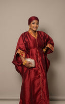 Boubou Delali rouge bordeaux en shantung
