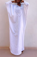 Robe africaine Boubou femme "Diena" Blanc argenté en lin glacé — Avec Foulard