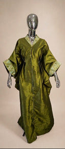 Boubou Delali vert olive en shantung