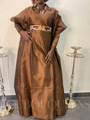 Robe africaine Boubou femme "Aicha" Bronze en shantung — tenue africaine BouBouQueens