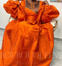 Robe africaine Boubou femme "Atika" Orange en shantung — tenue africaine BouBouQueens