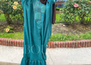 Robe africaine Boubou femme "Diaa" Turquoise en lin glacé — tenue africaine BouBouQueens