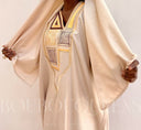 Robe africaine Boubou femme "Diena" Beige en lin glacé — tenue africaine BouBouQueens
