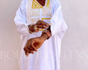 Robe africaine Boubou femme "Diena" Blanc en lin glacé — tenue africaine BouBouQueens