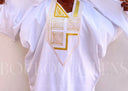 Robe africaine Boubou femme "Diena" Blanc en lin glacé — tenue africaine BouBouQueens