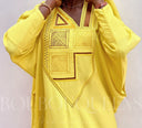 Robe africaine Boubou femme "Diena" Jaune en lin glacé — tenue africaine BouBouQueens
