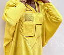 Robe africaine Boubou femme "Diena" Jaune en lin glacé — tenue africaine BouBouQueens