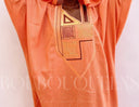 Robe africaine Boubou femme "Diena" Orange foncée en lin glacé — Avec Foulard