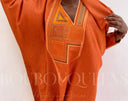 Robe africaine Boubou femme "Diena" Orange en lin glacé — tenue africaine BouBouQueens
