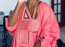 Robe africaine Boubou femme "Diena" Rose en lin glacé — tenue africaine BouBouQueens