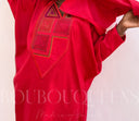 Robe africaine Boubou femme "Diena" Rouge en lin glacé — tenue africaine BouBouQueens