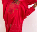 Robe africaine Boubou femme "Diena" Rouge en lin glacé — tenue africaine BouBouQueens