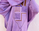 Robe africaine Boubou femme "Diena" Mauve en lin glacé — Avec Foulard