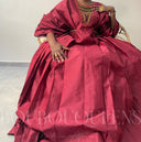 Robe africaine Boubou femme "Idia" Bordeaux en lin glacé — tenue africaine BouBouQueens