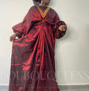 Robe africaine Boubou femme "Kabirou" Bordeaux en satiné — tenue africaine BouBouQueens