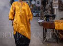 Robe africaine Boubou femme "Kassa" Dorée en lin glacé — Avec Foulard