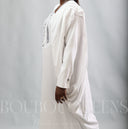 Robe africaine Boubou femme "Keinya" Blanc en lin glacé — tenue africaine BouBouQueens