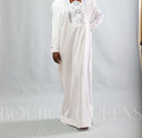 Robe africaine Boubou femme "Keinya" Blanc en lin glacé — tenue africaine BouBouQueens