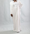 Robe africaine Boubou femme "Keinya" Blanc en lin glacé — tenue africaine BouBouQueens