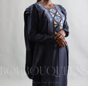 Robe africaine Boubou femme "Keinya" Bleu Marine en lin glacé — tenue africaine BouBouQueens