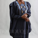 Robe africaine Boubou femme "Keinya" Bleu Marine en lin glacé — tenue africaine BouBouQueens