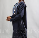 Robe africaine Boubou femme "Keinya" Bleu Marine en lin glacé — tenue africaine BouBouQueens