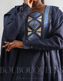 Robe africaine Boubou femme "Keinya" Bleu Marine en lin glacé — tenue africaine BouBouQueens