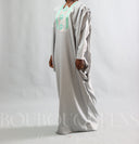 Robe africaine Boubou femme "Keinya" Gris Vert d'eau en lin glacé — tenue africaine BouBouQueens