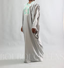 Robe africaine Boubou femme "Keinya" Gris Vert d'eau en lin glacé — tenue africaine BouBouQueens