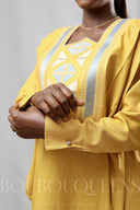 Robe africaine Boubou femme "Keinya" Jaune en lin glacé — tenue africaine BouBouQueens