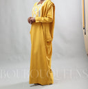 Robe africaine Boubou femme "Keinya" Jaune en lin glacé — tenue africaine BouBouQueens