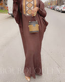 Robe africaine Boubou femme "Keinya" Marron en lin glacé — tenue africaine BouBouQueens