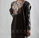 Robe africaine Boubou femme "Keinya" Noir en lin glacé — tenue africaine BouBouQueens