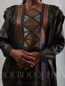 Robe africaine Boubou femme "Keinya" Noir en lin glacé — tenue africaine BouBouQueens