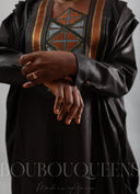 Robe africaine Boubou femme "Keinya" Noir en lin glacé — tenue africaine BouBouQueens