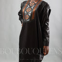 Robe africaine Boubou femme "Keinya" Noir en lin glacé — tenue africaine BouBouQueens