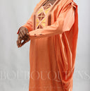 Robe africaine Boubou femme "Keinya" Orange en lin glacé — tenue africaine BouBouQueens