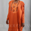 Robe africaine Boubou femme "Keinya" Orange en lin glacé — tenue africaine BouBouQueens