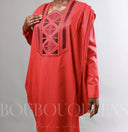 Robe africaine Boubou femme "Keinya" Rouge en lin glacé — tenue africaine BouBouQueens