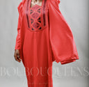 Robe africaine Boubou femme "Keinya" Rouge en lin glacé — tenue africaine BouBouQueens