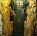 Robe africaine Boubou femme "Kolokan" Vert Olive en lin glacé — tenue africaine BouBouQueens