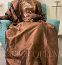 Robe africaine Boubou femme "Nafyssa" Chocolat en shantung — tenue africaine BouBouQueens