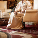 Robe africaine Boubou femme "Nantio" Sable en lin glacé — tenue africaine BouBouQueens