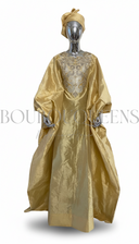 Boubou Adjara beige doré bazin damassé — robe africaine BouBouQueens