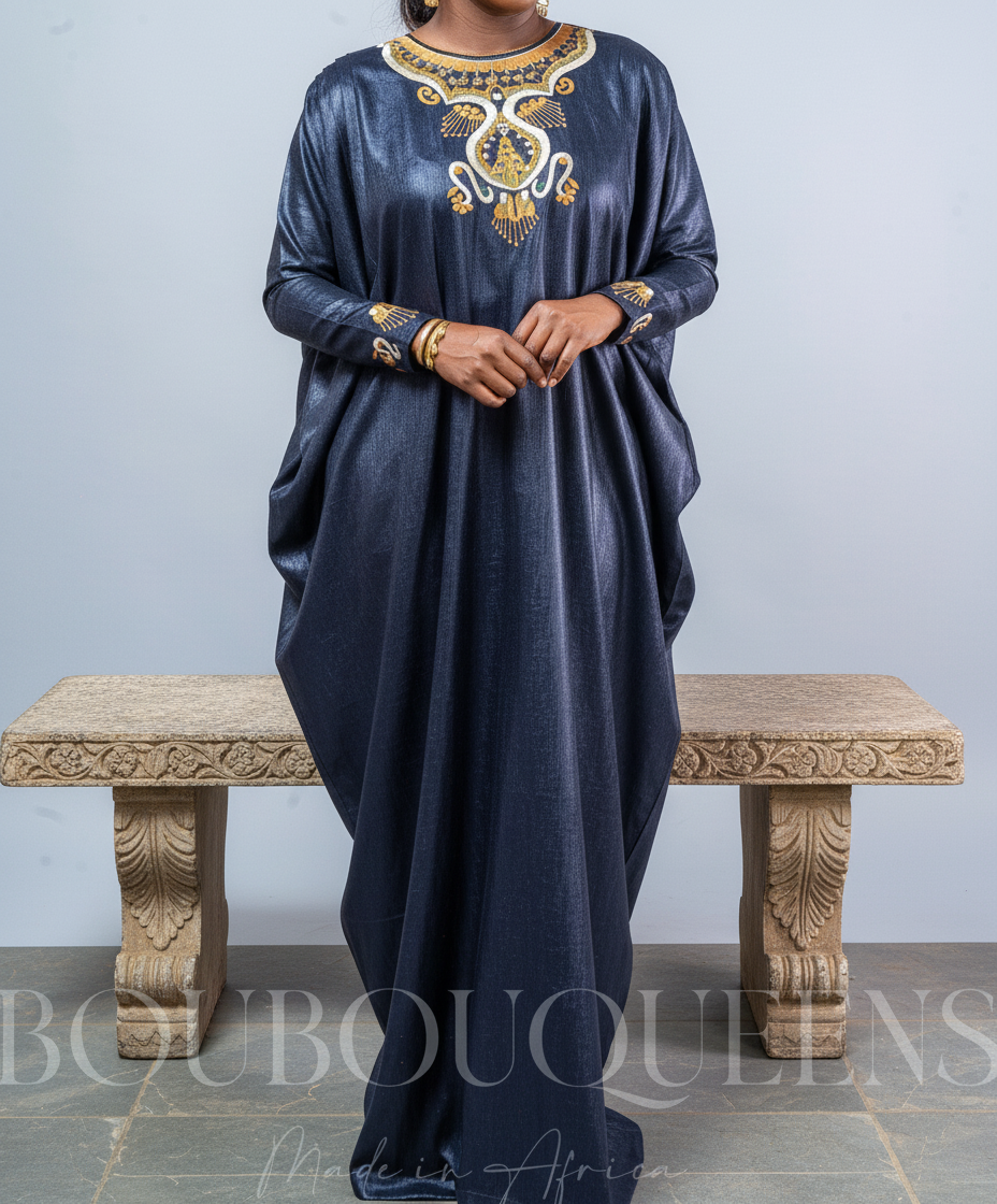 Boubou Sogolon Bleu Marine — Avec Foulard – BoubouQueens